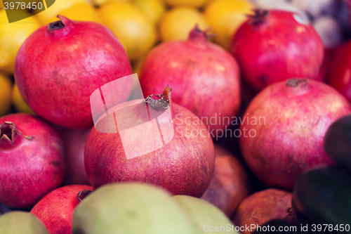 Image of close up of pomegranate at street farmers market