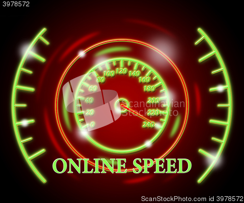 Image of Online Speed Represents Fast Tachometer And Action