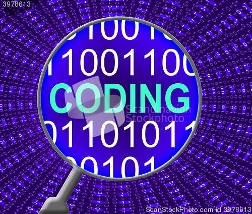 Image of Data Coding Shows Database Cryptology And Monitor