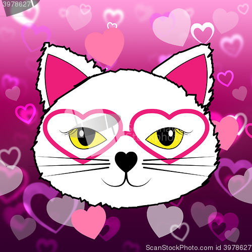 Image of Cat With Hearts Indicates In Love And Affection
