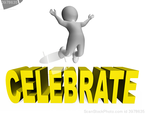 Image of Celebrate Character Means Celebration Party And Fun 3d Rendering