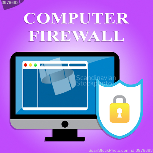 Image of Computer Firewall Shows Web Site And Digital Security