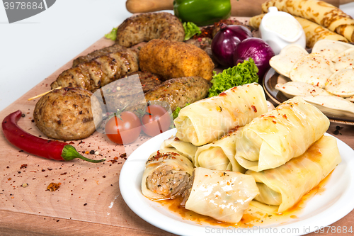 Image of lot of different dishes on the holiday table