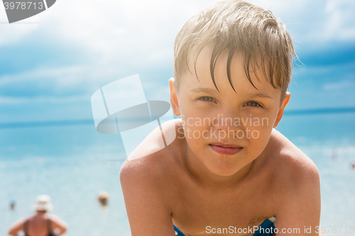 Image of Baby boy at beach