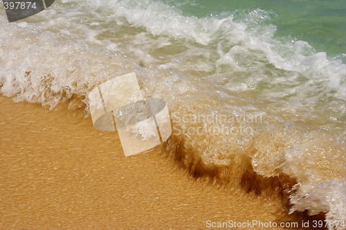 Image of Sand beach , sea, waives
