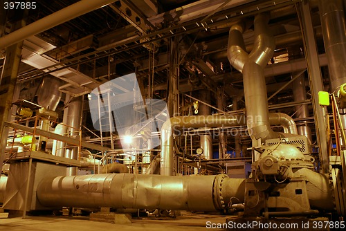 Image of Equipment, cables and piping as found inside of a modern industr