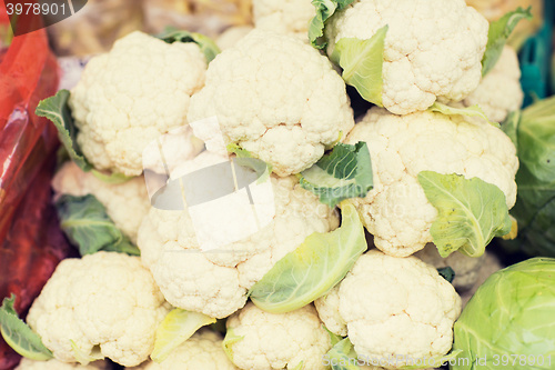 Image of close up of cauliflower at street market