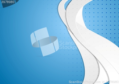 Image of Grey waves on blue dotted background