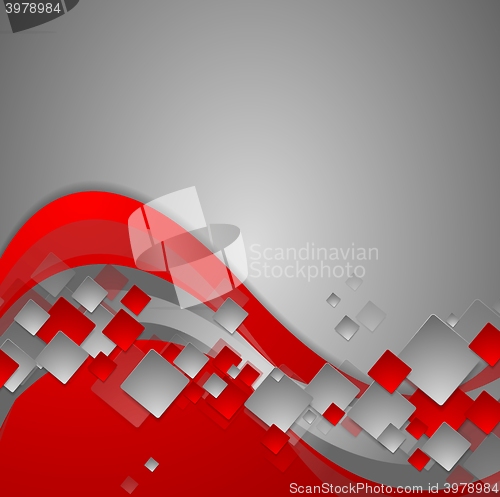 Image of Bright red wavy tech abstract background