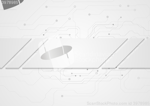 Image of Tech grey abstract background with circuit board