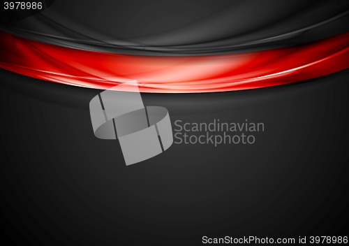Image of Contrast red black smooth wavy background