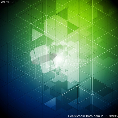 Image of Blue green tech triangles pattern