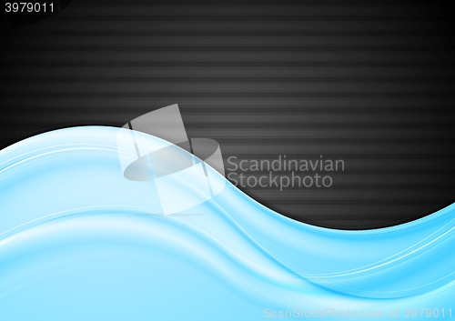 Image of Blue abstract smooth waves on black