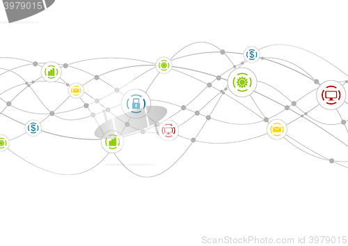 Image of Social communication network wavy background