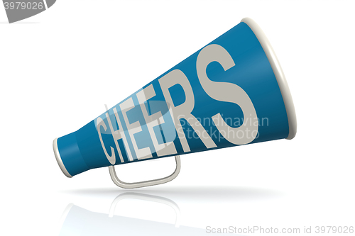 Image of Blue megaphone with cheer word