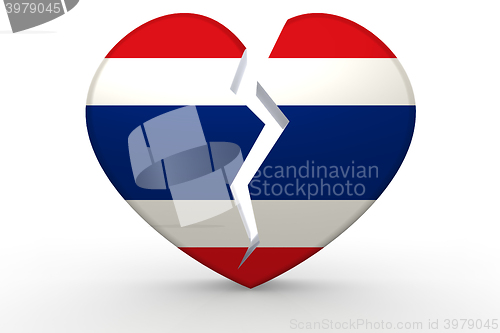 Image of Broken white heart shape with Thailand flag