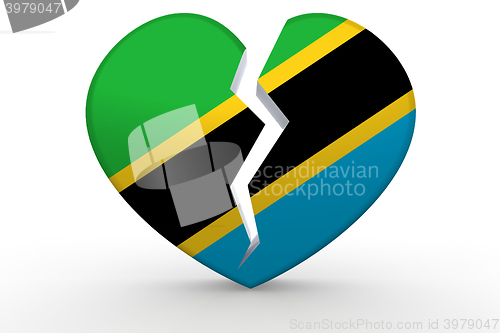 Image of Broken white heart shape with Tanzania flag