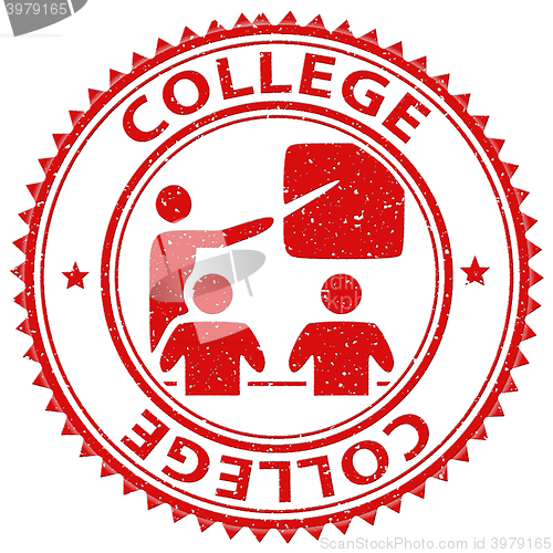 Image of College Stamp Indicates Learned Tutoring And Education