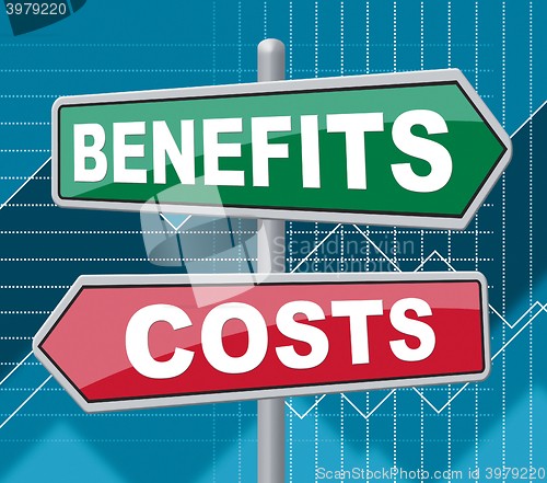 Image of Benefits Costs Signs Represent Expenses And Compensation