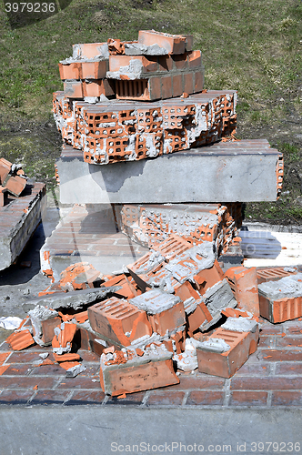 Image of  Pile of discarded bricks from construction site