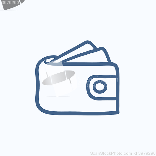 Image of Wallet with money sketch icon.