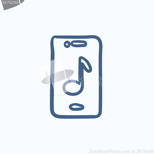 Image of Phone with musical note sketch icon.