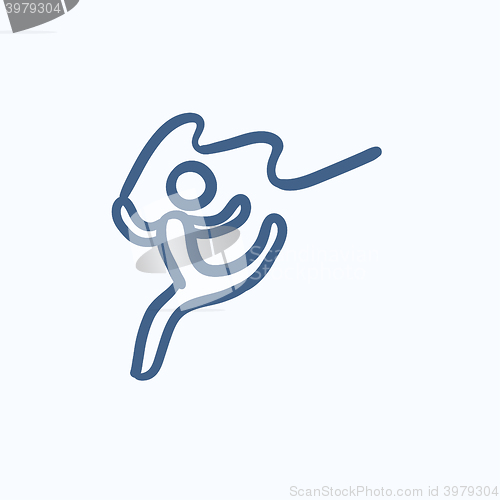 Image of Gymnast with tape sketch icon.