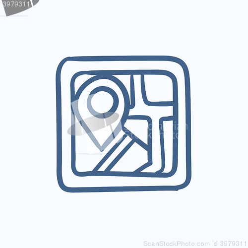 Image of Map with pointer sketch icon.