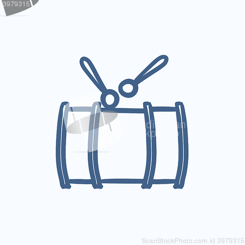 Image of Drum with sticks sketch icon.