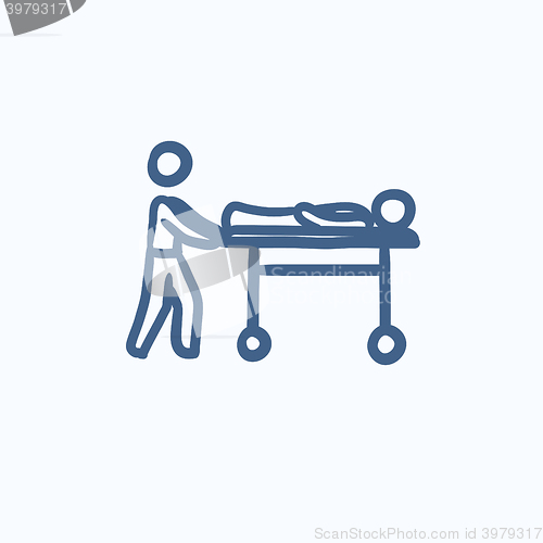 Image of Man pushing stretchers sketch icon.
