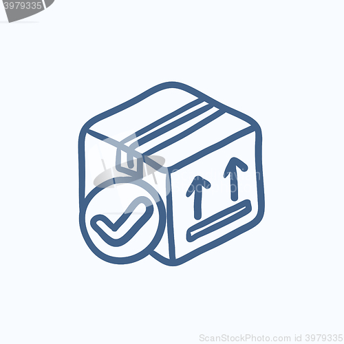 Image of Carton package box sketch icon.