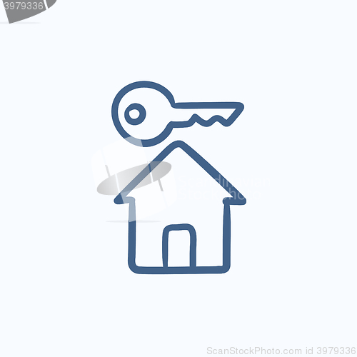 Image of Key for house sketch icon.