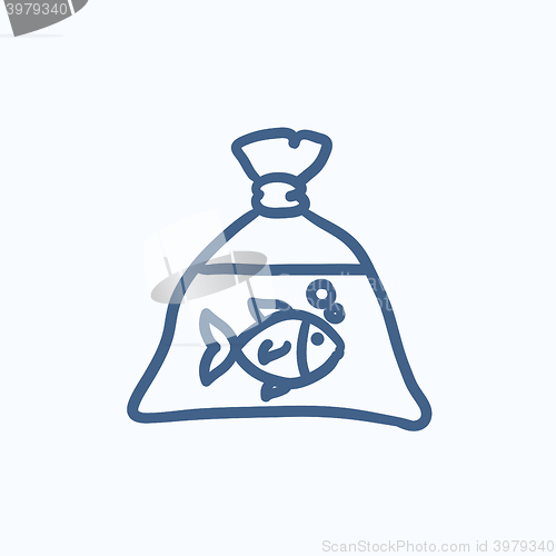 Image of Fish in plastic bag sketch icon.