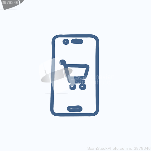 Image of Online shopping sketch icon.