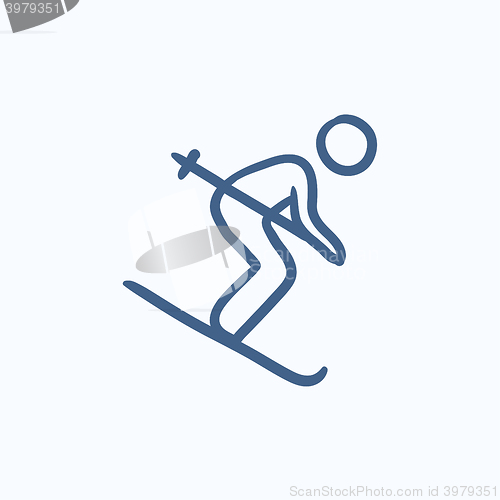 Image of Downhill skiing sketch icon.