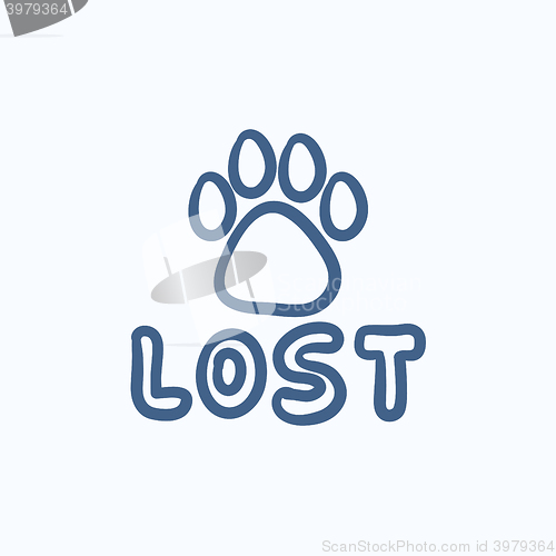 Image of Lost dog sign sketch icon.