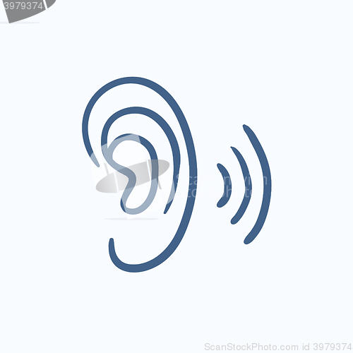 Image of Human ear sketch icon.