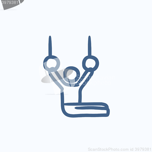 Image of Gymnast on stationary rings sketch icon.