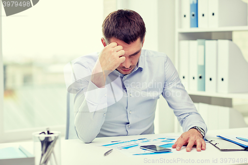 Image of close up of businessman with smartphone