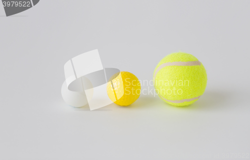 Image of close up of different sports balls set