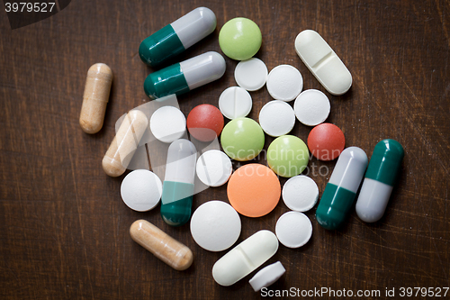 Image of close up of different drugs on table