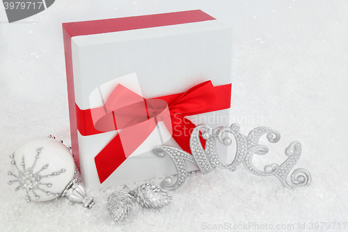 Image of Christmas Gift Box and Decorations