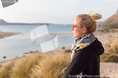 Image of Free Happy Woman Enjoying Sun on Vacations.