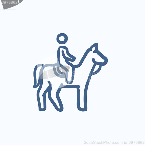 Image of Horse riding sketch icon.