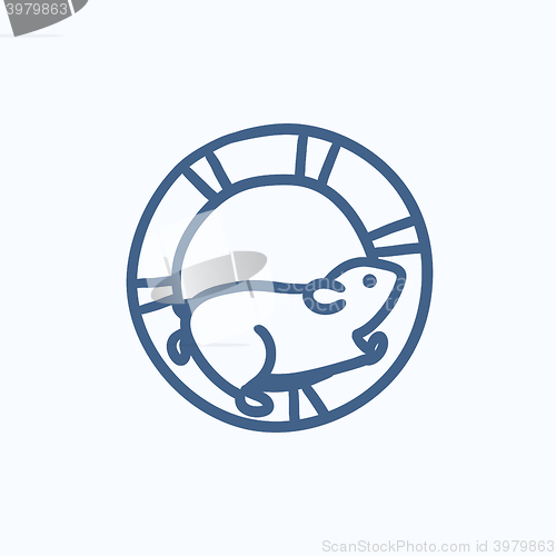 Image of Hamster running in the wheel sketch icon.