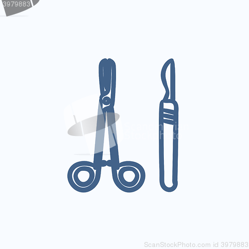 Image of Surgical instruments sketch icon.