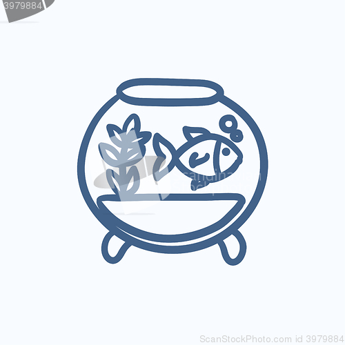 Image of Fish in aquarium sketch icon.