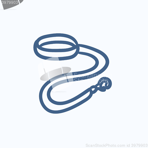 Image of Dog leash and collar sketch icon.