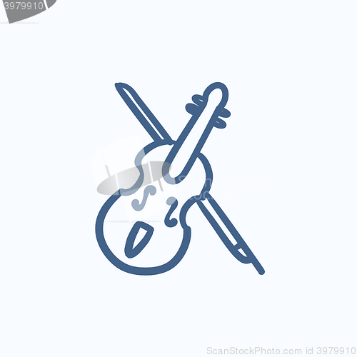 Image of Violin with bow sketch icon.