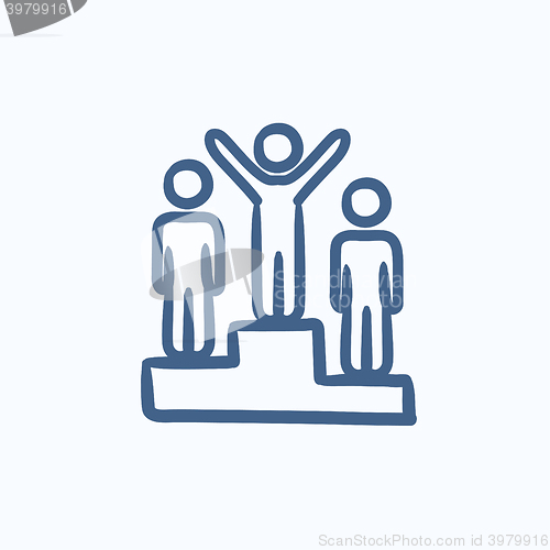 Image of Winners on podium sketch icon.